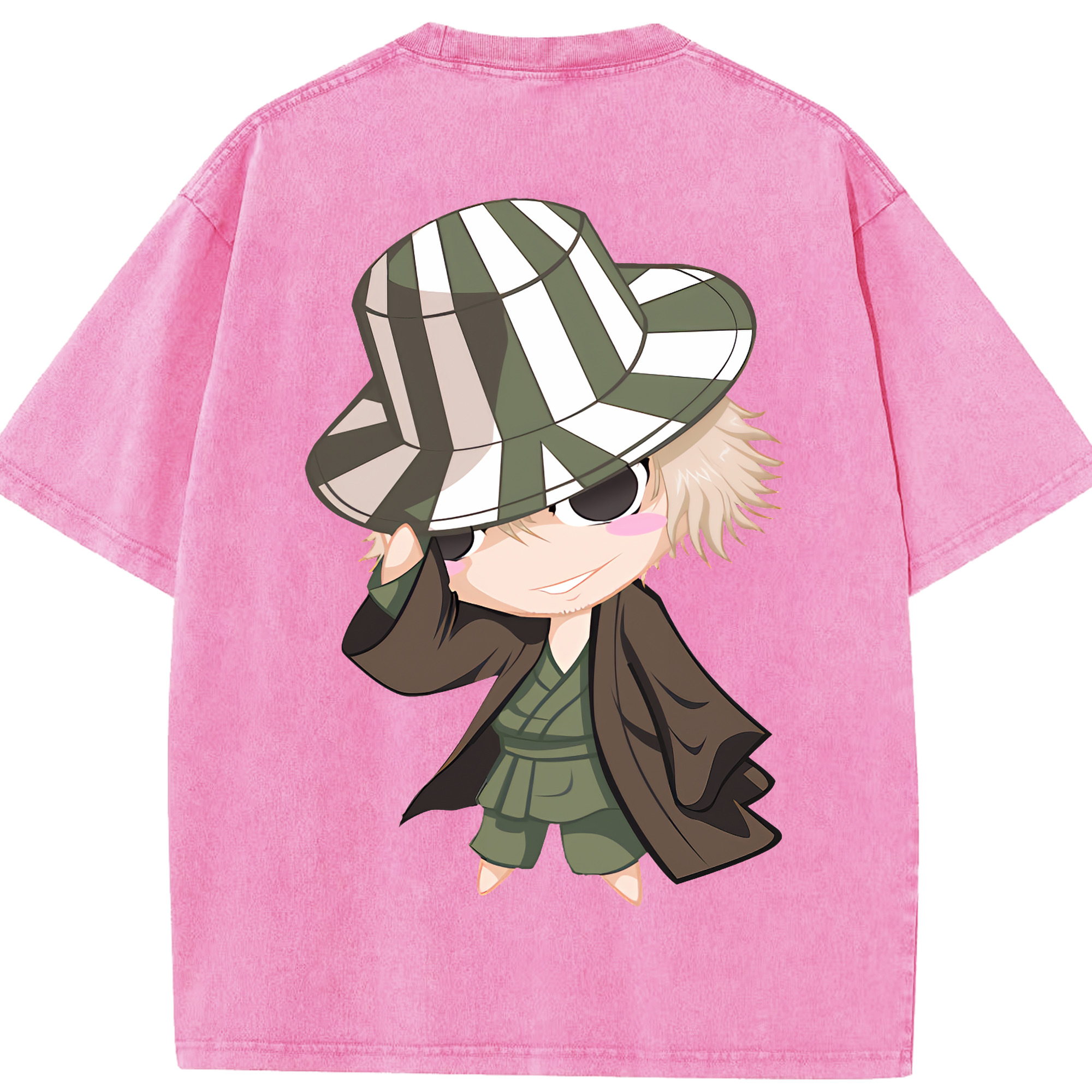 （画像用） "ブリーチ 浦原 喜助（うらはら きすけ） BLEACH Urahara Kisuke " 綿100% ヴィンテージ風 半袖Tシャツ（背面プリント）
